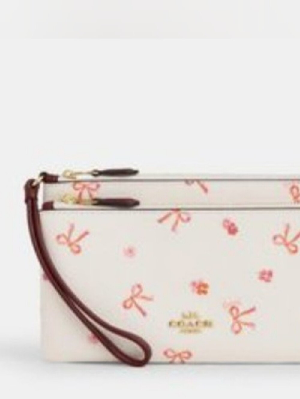 Coach Bow Print Double Zip Canvas Wallet Wristlet Clutch Like New